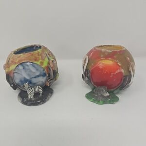 Vintage Boho Molded Wax‎ Candle Set Of 2 Slightly Used